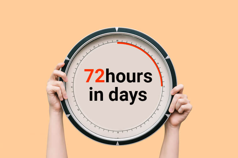 How many days is 72 hours